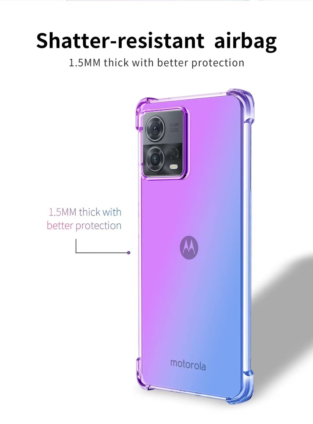 JIAFEI Custodia Per Motorola Moto Edge 30 Ultra: Cover TPU Ultrasottile Antishock, Gradienti Trasparenti (Porpora/Blu)