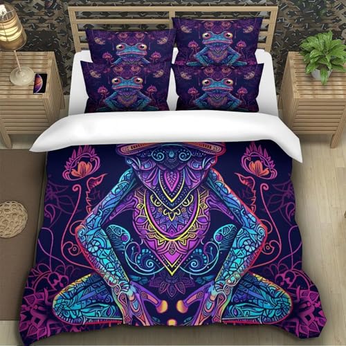Housse de couette 220x240 Caniche fleurs lit imprimé 3D microfibre