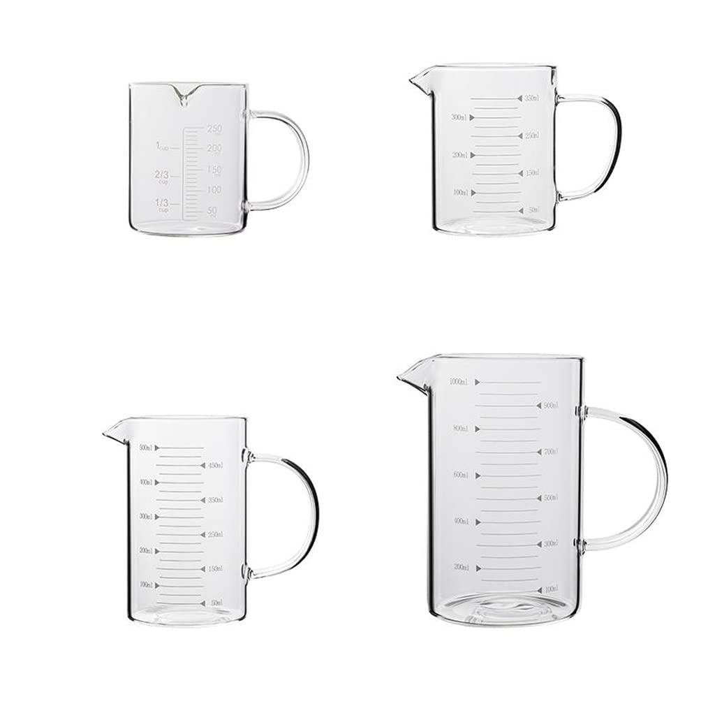 Verre épaissi Tasse à mesurer graduée Café infusé à la Main Pot de Partage Verre Simple résistant à la Chaleur Bécher de Grande capacité Durable (Transparent)