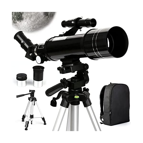 Teleskop 70/400mm Refraktor Teleskop Tragbares Astronomisches Teleskop für Kinder Erwachene und Einsteiger, ​Rucksack…
