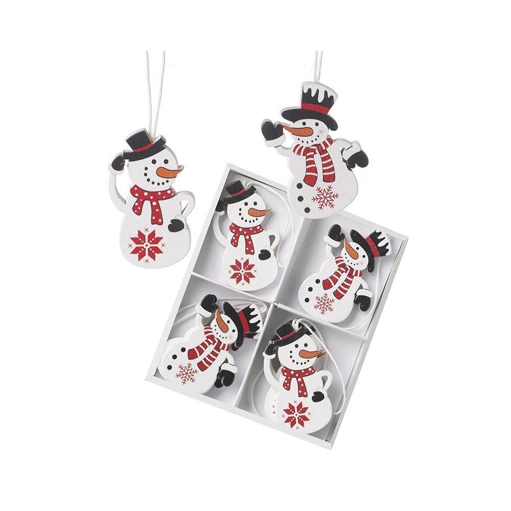 Heaven Sends Set of Wooden Snowmen Christmas Tree Decorations (6cm)