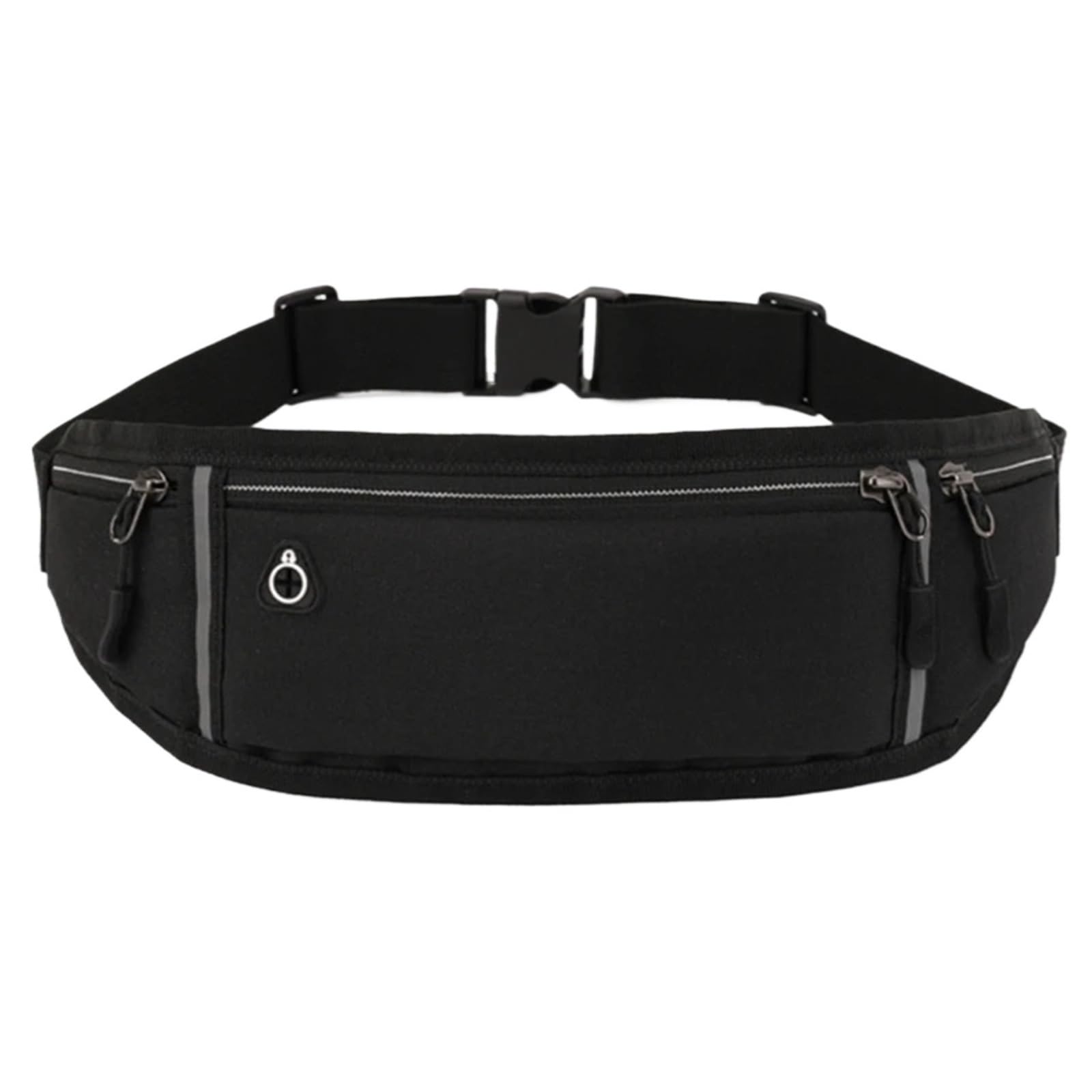 Sac de Taille de Course léger imperméable à l'eau Bande réfléchissante Taille Fanny Pack Gym Sport Course à Pied Sac de Taille Sangle élastique réglable pour Homme(Black)