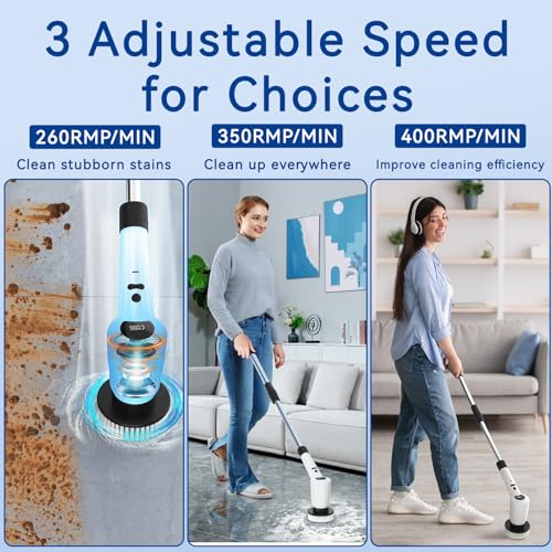 Brosse à récurer électrique avec bras d'extension réglable et 3 vitesses - 6