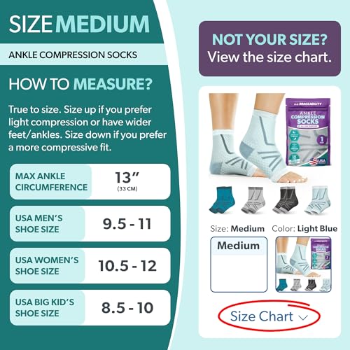 Image of BraceAbility Athletic Ankle Compression Socks for Men and Women - Toeless Running Ankle Brace Support Sleeves for Sports, Workouts, Plantar Fasciitis, Achilles Tendonitis, Foot Pain (M - Light Blue)