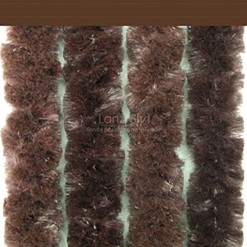 Tenda Antizanzare In Ciniglia Vellutata - Made Italy, 120x230 Cm, Marrone, Per Porte E Finestre