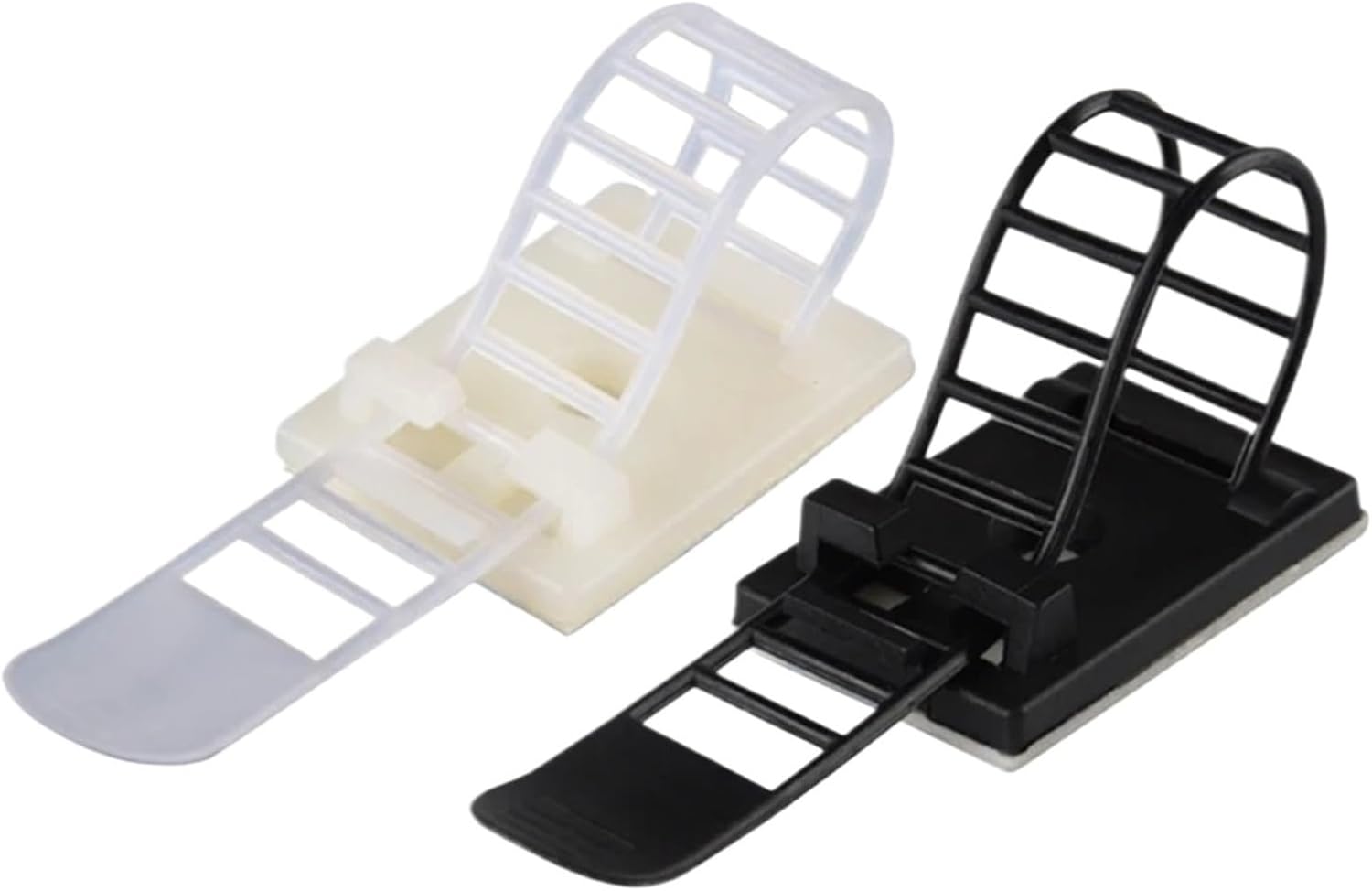 Adhesive Cable Clips 100pcs Cable Tie Mount Adjustable Clips Strap Fix Holder Plastic Network Wire Power Cord Car Organizer Clamp for Desk, Wall, Car(White)