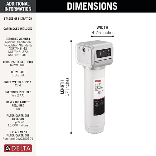 Miniatura 7 de Delta Clarifi DWQ3501510 - Sistema de filtro de agua para fregadero de cocina y baño, DWQ3501510