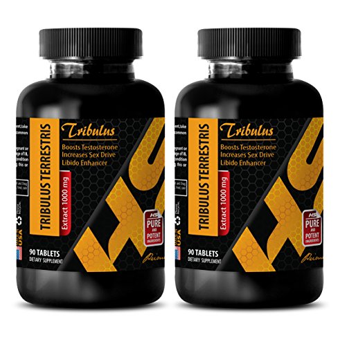 Testosterone Booster for Men Sex Drive - TRIBULUS TERRESTRIS Extract 1000 Mg - Natural tribulus Testosterone Booster Capsules - 2 Bottle 180 Tablets