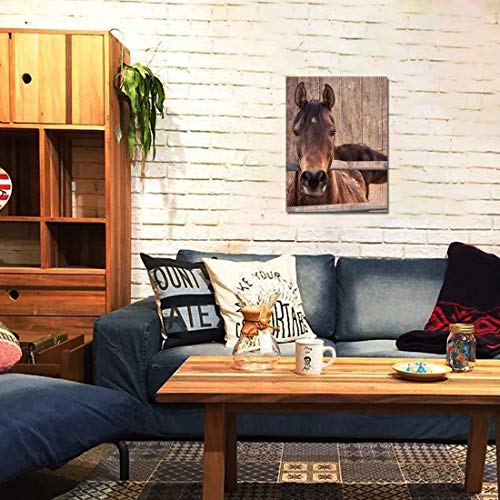 Farmhouse Rustic Wall Art For Bedroom Home Bathroom Decor For The Home Country Horse Pictures Artwork For Walls Kitchen Wall Decor Modern Prints Wood Grain Canvas Framed Animal Wall Art Size 12X16 #TOP1