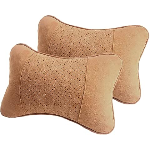 AutoE 2Pcs Car Seat Pillow Auto Headrest Comfortable Pillows for Travel Interior Accessories(Neck, Brown) Cover