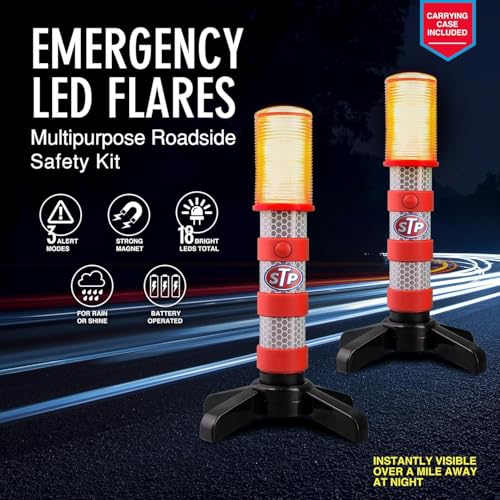 image for XTREME STP Emergency LED Road Flares, 3 Separate Lighting Modes: Flash