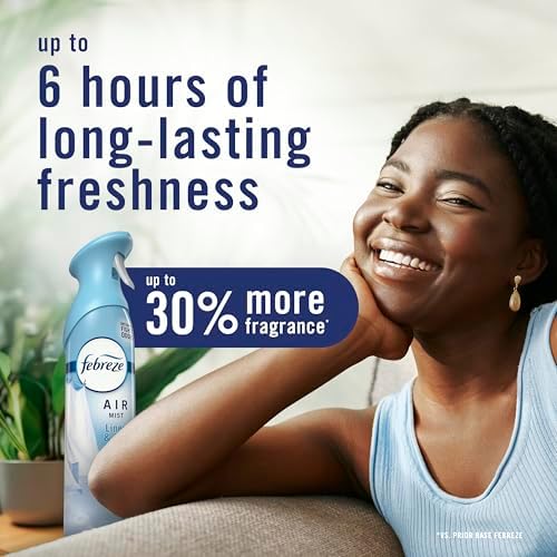 Febreze Air Mist, Air Freshener Spray, Odor Fighting Room Spray, Deodorizer for Home Bathroom Kitchen Office Apartment Dorm Room Classroom, Linen & Sky Scent, 8.1oz (Pack of 6) — view 6