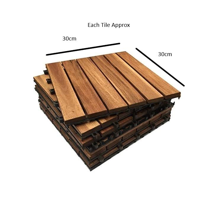 Tuinmijl® 30cm x 30cm Inter Locking Click-Deck HARDWOOD Anti-Slip Decking Tegels - Patio, Balkon, Dakterras, Hot Tub Deck Tegels Vloerbedekking Binnen Of Buiten Gebruik - Image 5
