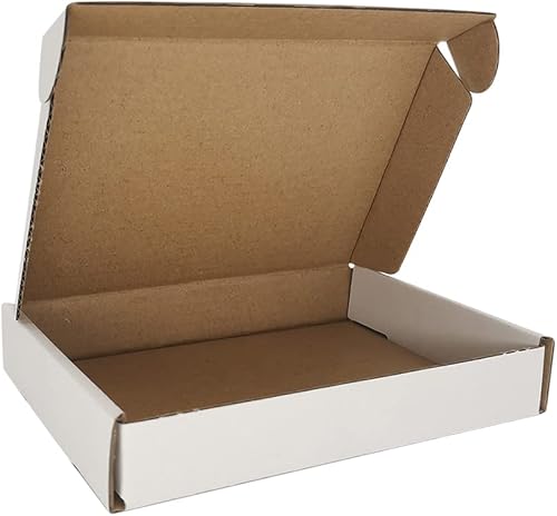 Paquete de 50 cajas de envío pequeñas de 6 x 4 x 1 pulgadas, sobres de cartón corrugado para negocios, color blanco (CM641)
