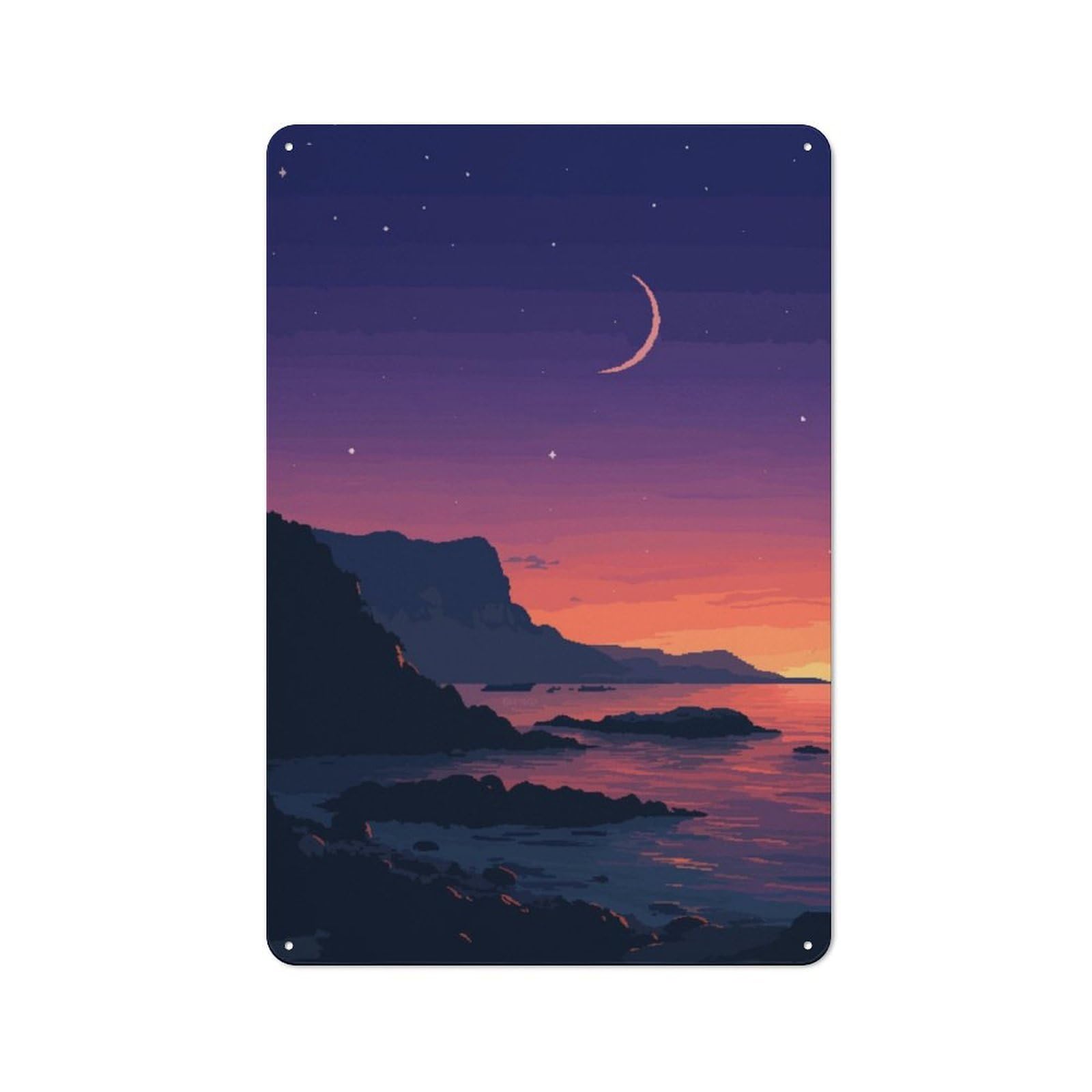 Junmoney Socal Coast Lofi Pixel Art Tin Sign 30X20cm With For Home Bar Wall, Retro Decor, Suited To Home Bar Decor Fans