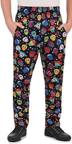 Men’s Calavera Print Baggy Chef Pant (Medium)