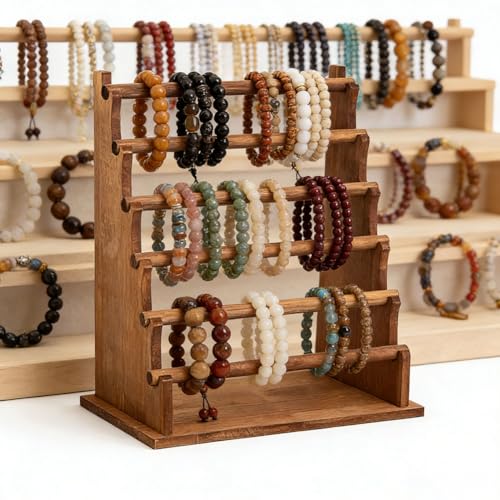 Image of Multi-Tier Wooden Washi Tape & Sticker Organizer, H-4