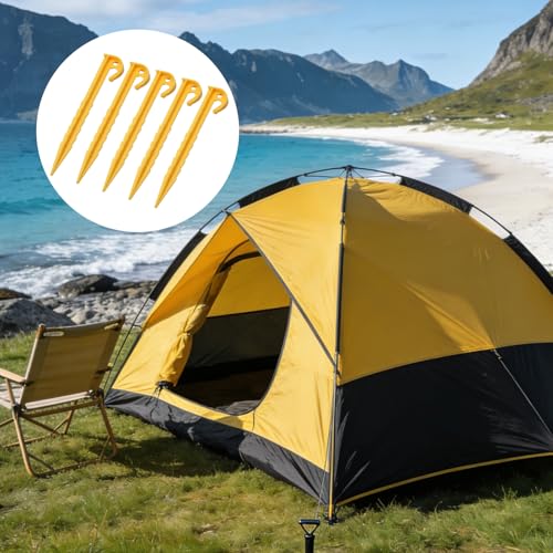 Estacas de Tienda de Plástico, Pack de 12, 5.7 Pulgadas, Amarillo Brillante miniatura 4