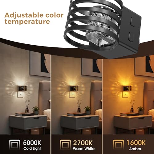 Image of L LOHAS LED Night Lights Plug into Wall, 4 Pack 3CCT Night Light with Dusk to Dawn Sensor, Amber /3000K /5000K Color Changing Night-Lights, Adjustable Brightness, for Hallway Bedroom Home Decor