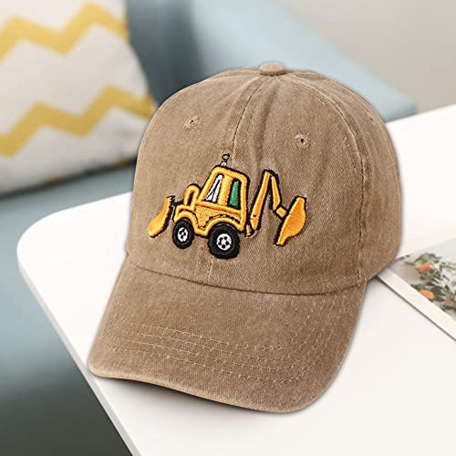 Embroidered Excavator Baseball Cap Adjustable Cotton Washed Vintage Truck Hat Summer Sun hat for boy Girls3