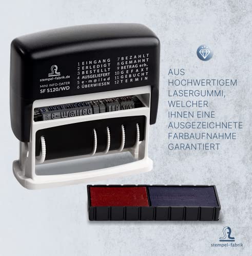 STEMPEL-FABRIK Datumstempel S120/WD/Selbstfärbender Stempel mit Datum & Texten (Eingangstempel, Bezahltstempel, Datumsstempel)
