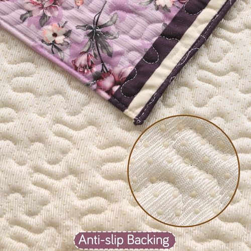Image of HOKIPO 'Florentina Series' 1 PC Backrest Mat for Sofa Cover | Premium Multi-Needle Quilted Holland Velvet Mat with Anti Slip Backing, Peony Lavender (IN-877-V6*S)