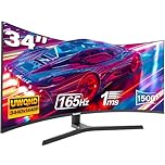 Gawfolk 34 Inch Ultrawide Curved Gaming Monitor, 1500R PC Screen UWQHD 3440x1440, 165hz Computer Screen with FreeSync, Multi-Directional Adjustable Base,Support HDMI 2.0, DP 1.4, Wallmount 75x75mm