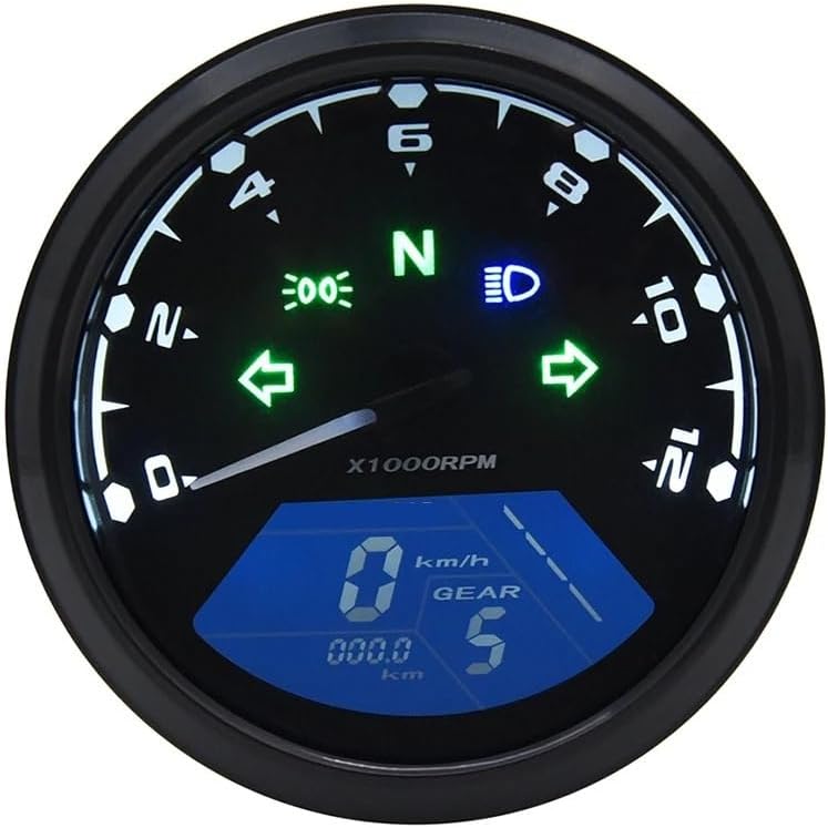 Motorcycle Odometer Gauge Universal Motorcycle 12000RMP Tachometer Odometer Tachometer for 1-4 Cylinders Motorbike Gauge Motorcycle Digital Dash