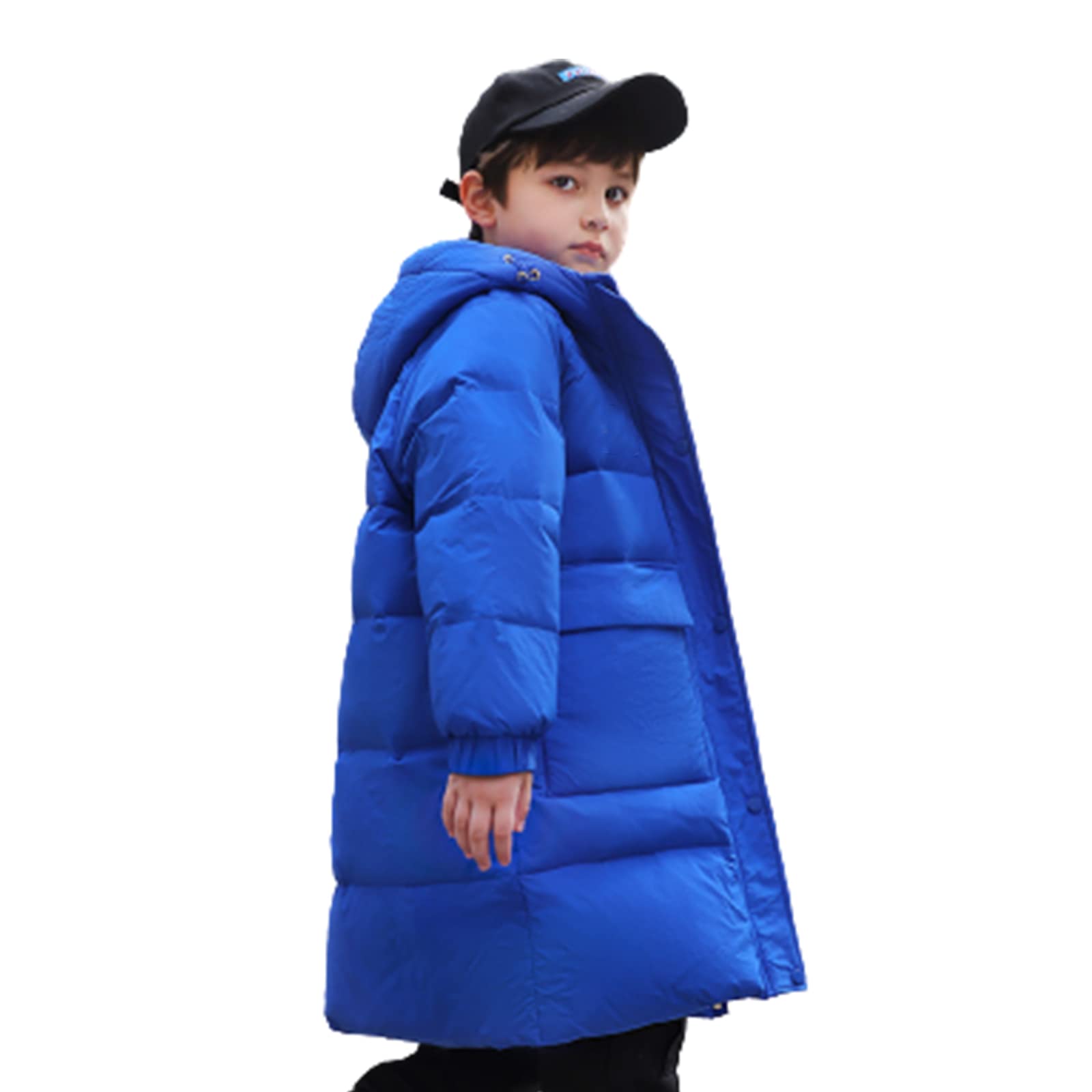 Abbigliamento per Bambini Piumino D'Anatra Bianco Ragazzi e Ragazze Vestiti Invernali Addensato Giacca Calda Anti-Freddo Antivento Grande Tasca,Blue,6T(120CM)