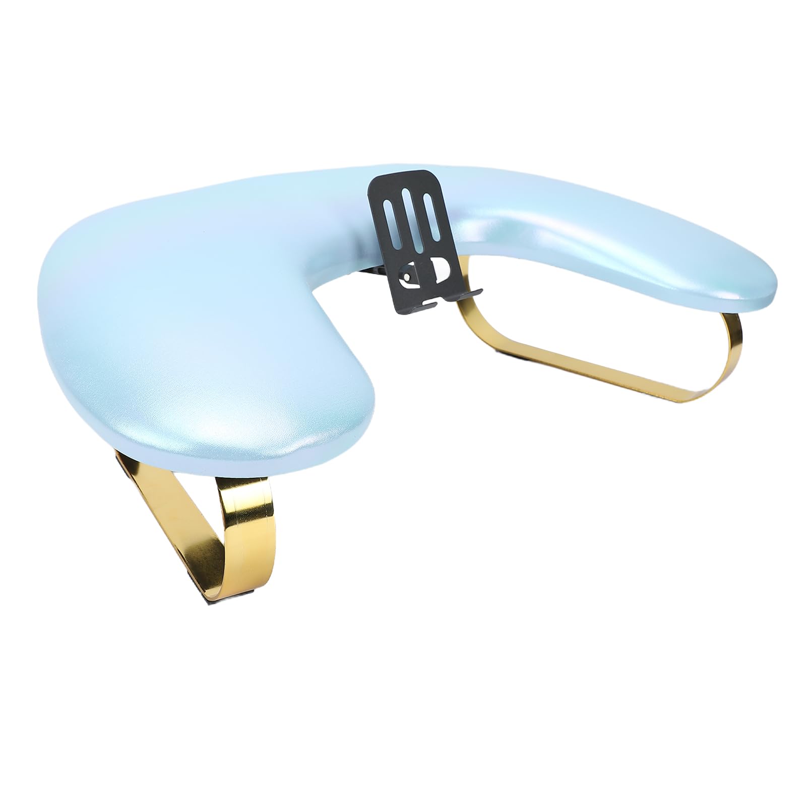 Reposabrazos ergonómico para uñas en forma de U, piel sintética, soporte ajustable para teléfono, cojín cómodo para manicura profesional y salón de belleza (cielo azul)