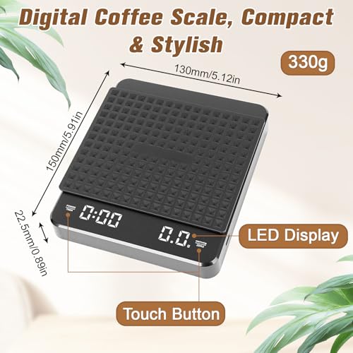 PopuLike Digital Kitchen Scales with Timer, 0.1g High Precision Coffee Scale for Espresso, USB Rechargeable Kitchen Scales with Silicone Heat-Resistant Pad, OZ Ml G Units, Max 3kg for Domestic Use - Image 4