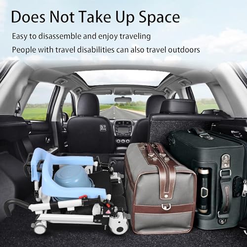 Manual Patient Lift Transfer Chair for The Elderly Portable Patient Lift Aid w/180° Split Seat and Bedpan Nursing Shower Wheelchair Lifts for Home, Height Adjustment - Thumbnail 7