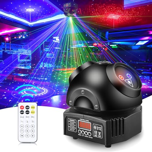 VAYALT Jeux de Lumiere DJ, Lumière Disco avec Télécommande et Musique Commande Vocale, Lumières de DJ Activées par le son avec DMX 512, Lampe Disco pour...