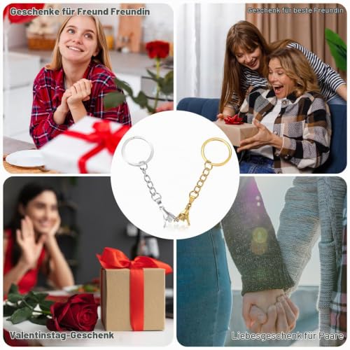 Ouligay 2 Stück Partner Schlüsselanhänger Paare Pärchen Paar Geschenke für Beide Ihn Sie Beste Freundin Schlüsselanhänger Personalisiert Freundschaft Geschenke Couple für Frauen Geburtstagsgeschenk – Bild 4
