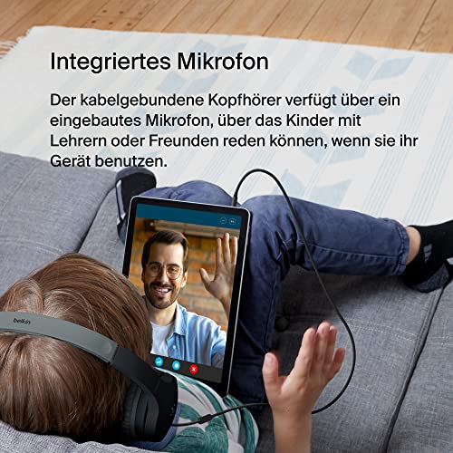 Belkin SoundForm Mini On-Ear-Kopfhörer mit Kabel für Kinder, Over-Ear-Headset mit integriertem Mikrofon für die Schule, für Reisen und zum Spielen, für Geräte mit 3,5-mm-Klinkenanschluss - Schwarz 4