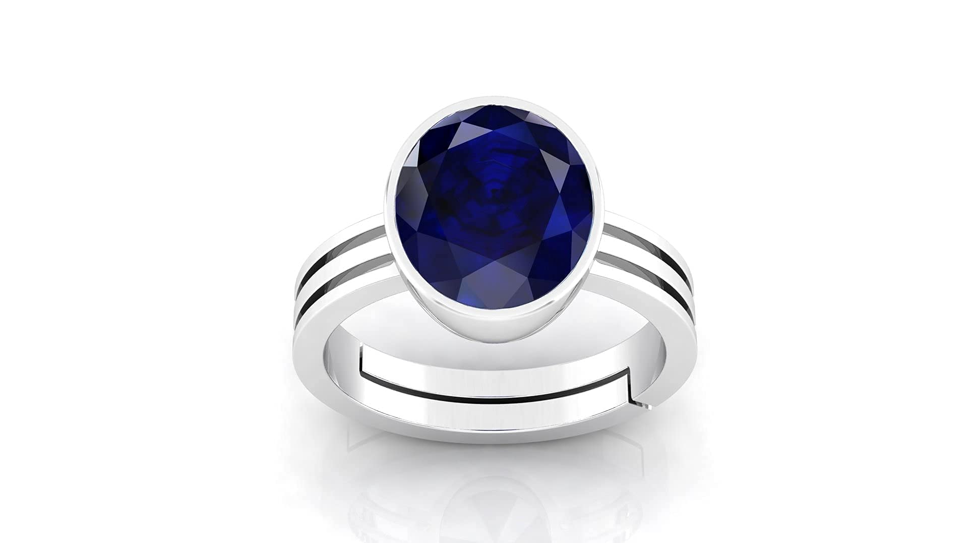 anuj sales 12.25 Ratti 11.00 Carat Blue Sapphire Sterling Silver 92.5 Ring Adjustable Unheated and Untreated Neelam Natural Ceylon Gemstone for Men and Women-picture-4