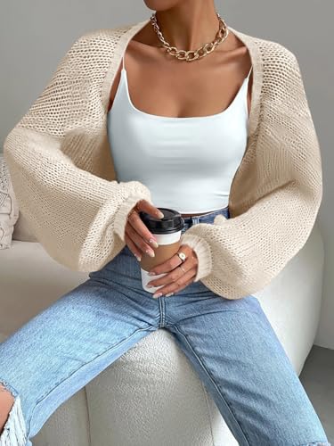 Women's Bolero Shrug Sweater Long Sleeve Open Front Crop Cardigan Top Outerwear3