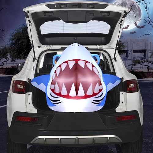 Joiedomi Halloween Inflatables Outdoor Decor, Trunk Or Treat Decoration, Halloween Blow Ups Decorations Shark with Built-in LEDs for Car Yard Decor