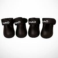 Botinha de Chuva de Silicone para Cachorro Pet Bota Sapato Impermeável Ajustável (PRETO, GRANDE (L))
