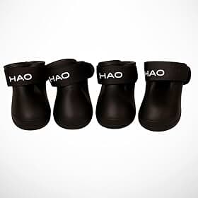 Botinha de Chuva de Silicone para Cachorro Pet Bota Sapato Impermeável Ajustável (PRETO, GRANDE (L))
