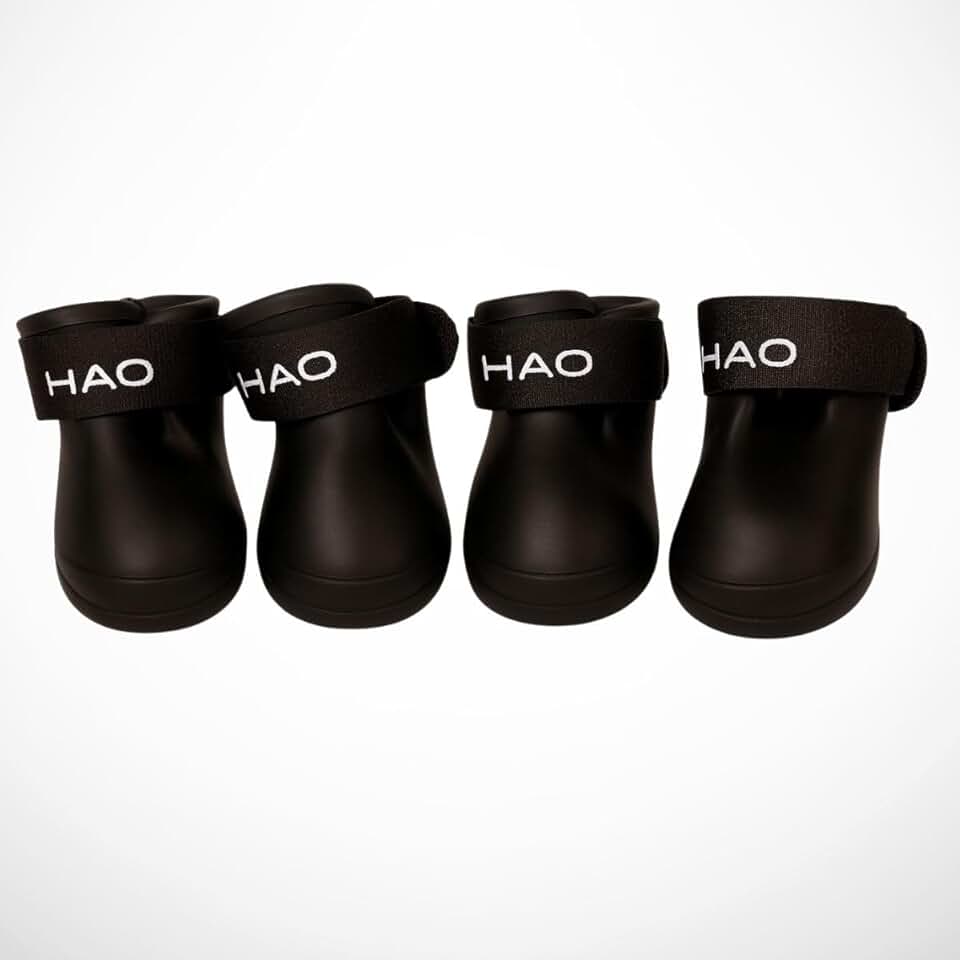 Botinha de Chuva de Silicone para Cachorro Pet Bota Sapato Impermeável Ajustável (PRETO, GRANDE (L))