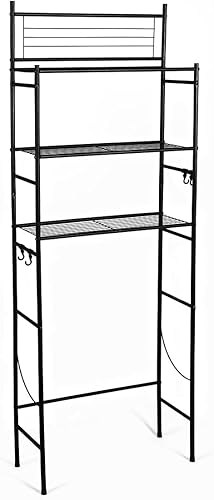 Miniatura 9 de L&H UNICO Estantería independiente de alambre de 3 estantes sobre el inodoro, organizador de almacenamiento para baño, ahorro de espacio, incluye 4