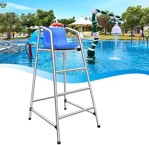 Pool Ladders Lifesaving Chair，High Lifesaving Observation Chair, Professional Life-Saving Equipment for Public Swimming Pool/Waterpark/Beach, Stainless Steel Referee Observation Seat(4.9ft/5