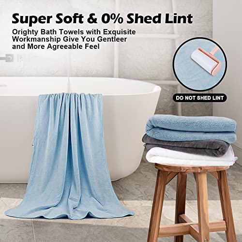 Image of Orighty 2-Pack Microfiber Bath Towels (27'' x 54'') - Soft, Absorbent, Quick-Drying, Blue