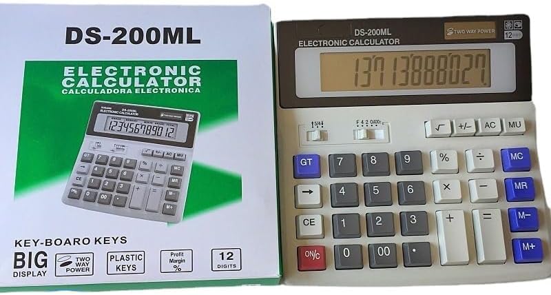 Miniatura 2 de Calculadora de gran tamaño para oficina de escritorio, pantalla LCD extragrande, calculadora de contabilidad de números grandes de 12 dígitos con