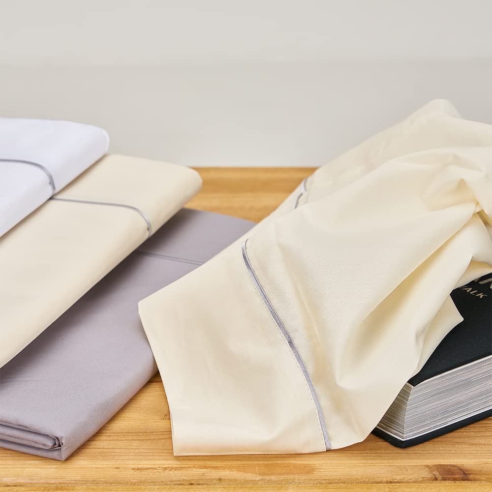 DECASATEXTIL- Juego de sabanas 100% Algodón Percal de 200hilos – Algodón Mercerizado de Alta Densidad – Suaves y cómodas para un Descanso de Calidad. (Cama 150x190/200cm, Natural)
