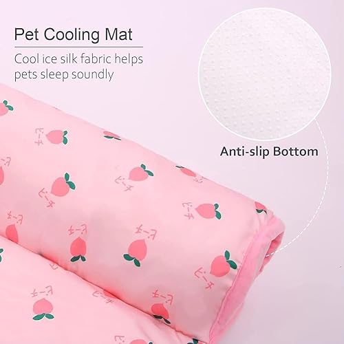 Miniatura 4 de FETNHU Tapete refrescante de seda de hielo para perros y gatos, cama refrescante para gatos y perros con almohada, bonita cama refrescante para