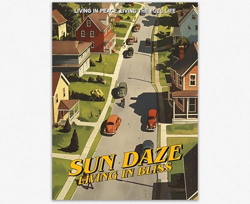 Affiche d'art du village poster moderne Sun Daze Bliss salon et bureau