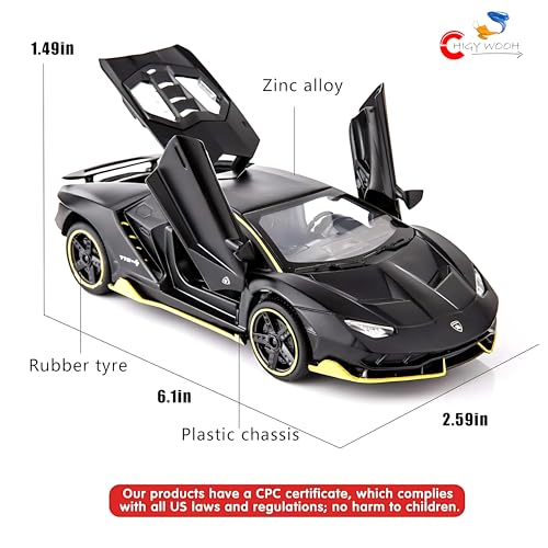 Image of Lamborghini Car Toy | 1:32 Scale Die-cast Metal | Pull Back Action Toy Vehicles with Openable Doors Light and Sound Toy Car for Kids | Miniature Collectible Model Car | Best Gift for Boys