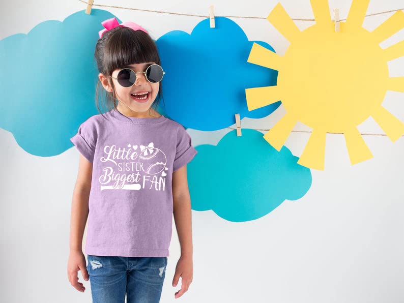 Image of FRYAID Toddler Baseball Sister Shirt Baby Girl Baseball Outfit Big Sister Shirt Birthday Girl T-Shirt Summer Cotton Tee Top